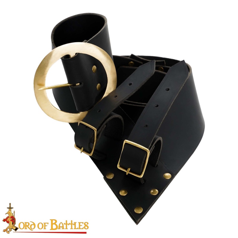 Leather Sword / Weapon Hanging Belt Twin-Buckle Baldric