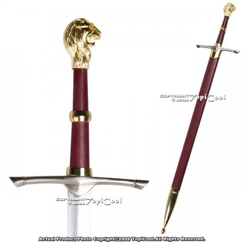 Medieval Templar Knight Crusader Sword with Lion Head Handle