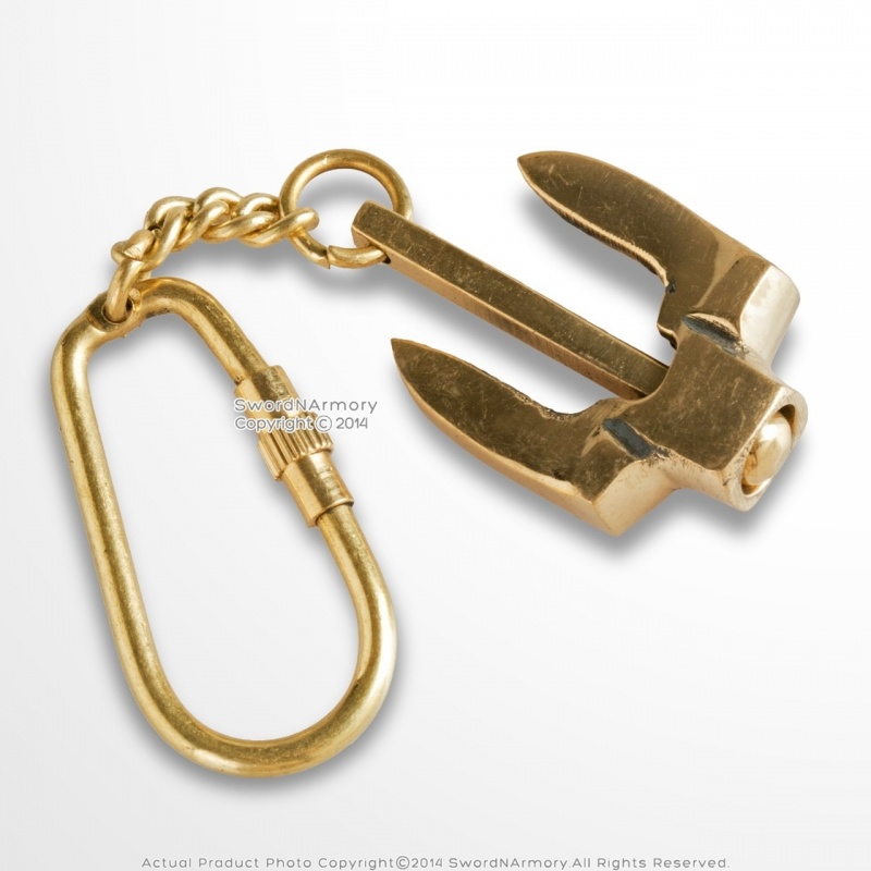 Handmade Brass Miniature Navy Stockless Anchor Keychain