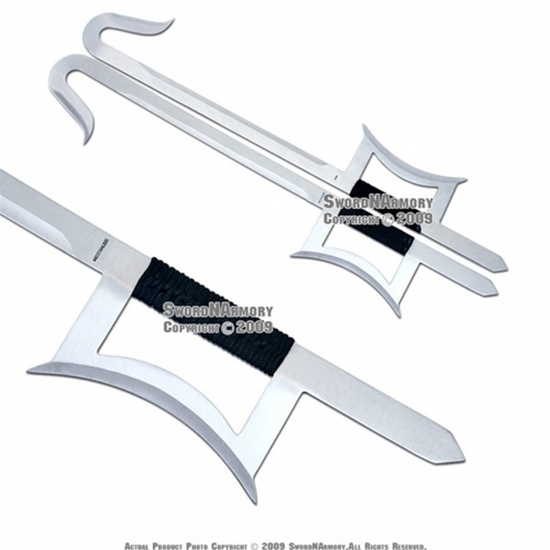 2 Pcs Martial Art Kung Fu Wu Shu Chinese Hook Swords