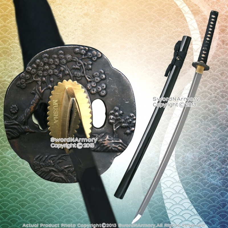 Musha Sakura Folded 1045 Carbon Steel Through Harden Samurai Katana Sword Sharp