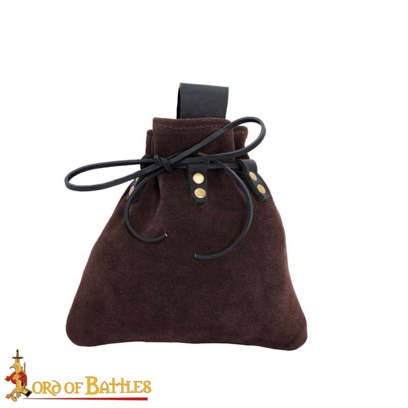Medieval Drawstring Belt Pouch Crafted From Genuine Suede Leather
