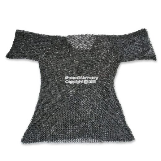 Large Size Medieval Chainmail Hauberk Round Ring Round Riveted Short Sleeves Sca Larp