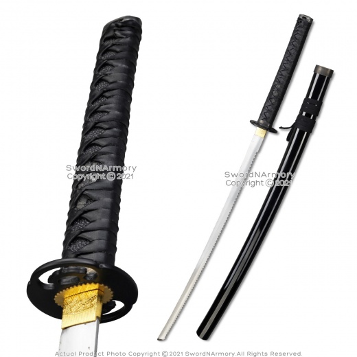 38.5" Anime Samurai Sword Katana Serrated Blade Japanese Cosplay With Scabbard