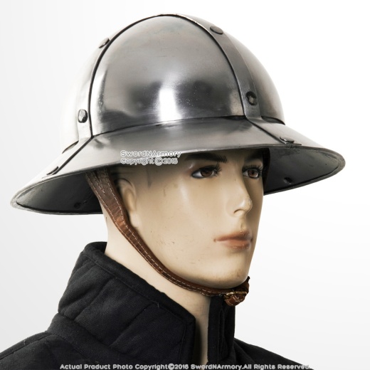 Functional Medieval Kettle Hat Xiii Century Crusader Knight Infantry Helmet 16g