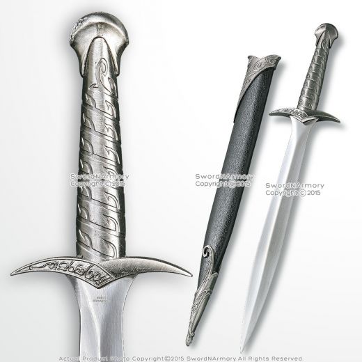 21.75" Fantasy Elven Halfling Medieval Short Sword Blade Dagger Black Sheath