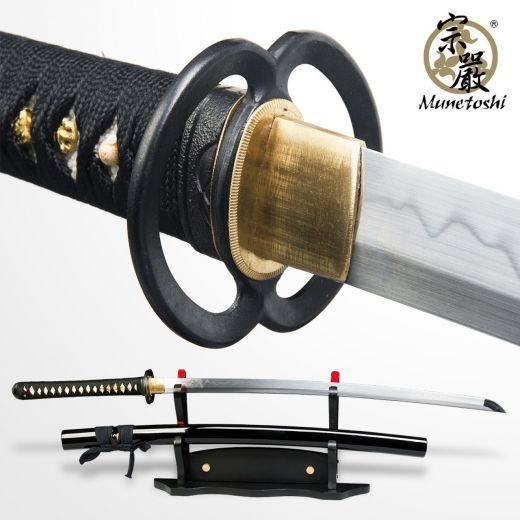 Munetoshi 1095 Clay Tempered Steel Handmade Samurai Katana Sword Musashi Tsuba