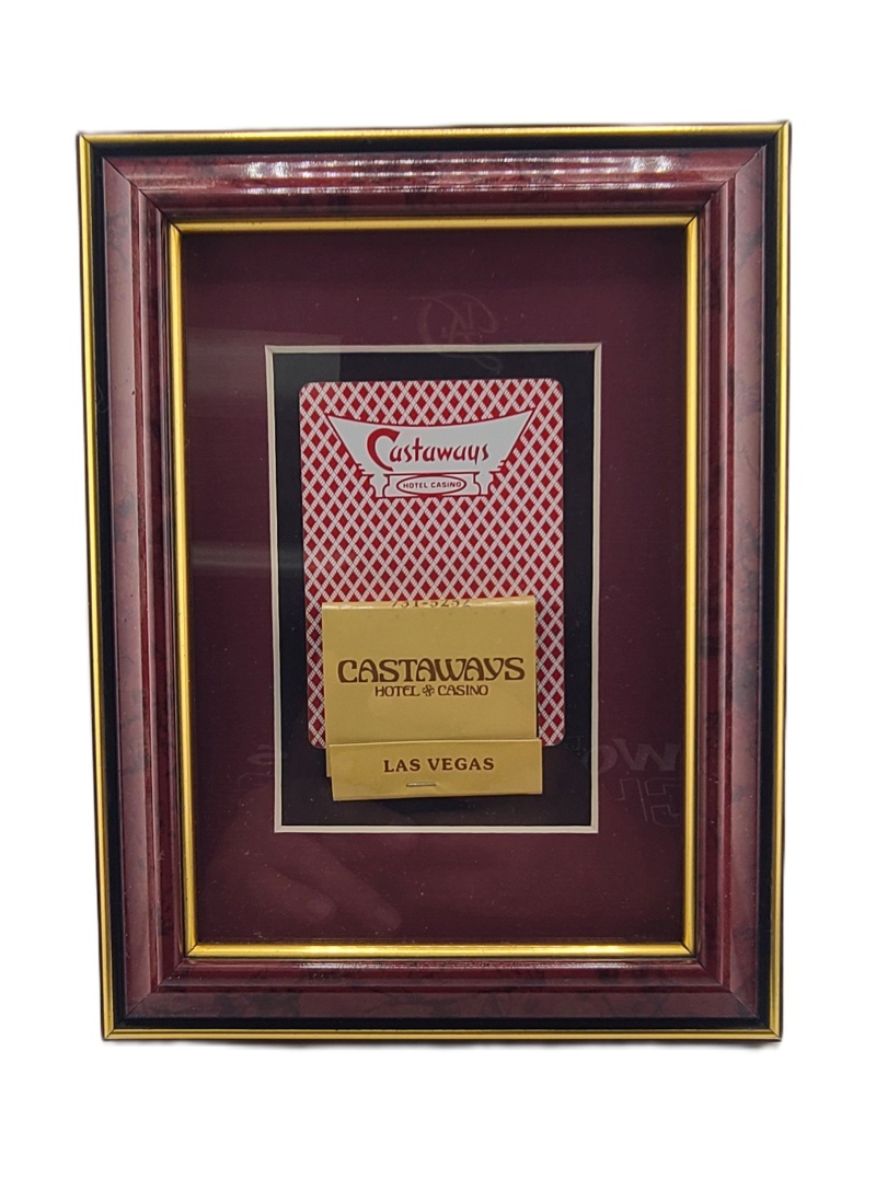 Vintage Casino 7 X 5 Frame Castaways Las Vegas Card With Matchbook Red