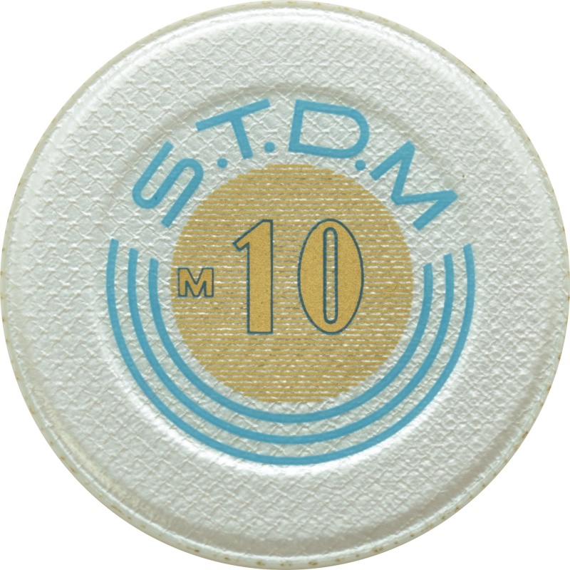 S.T.D.M. (Sociedade De Turismo E DiversõEs De Macau) Mop$10 Jeton (Silver With Blue)