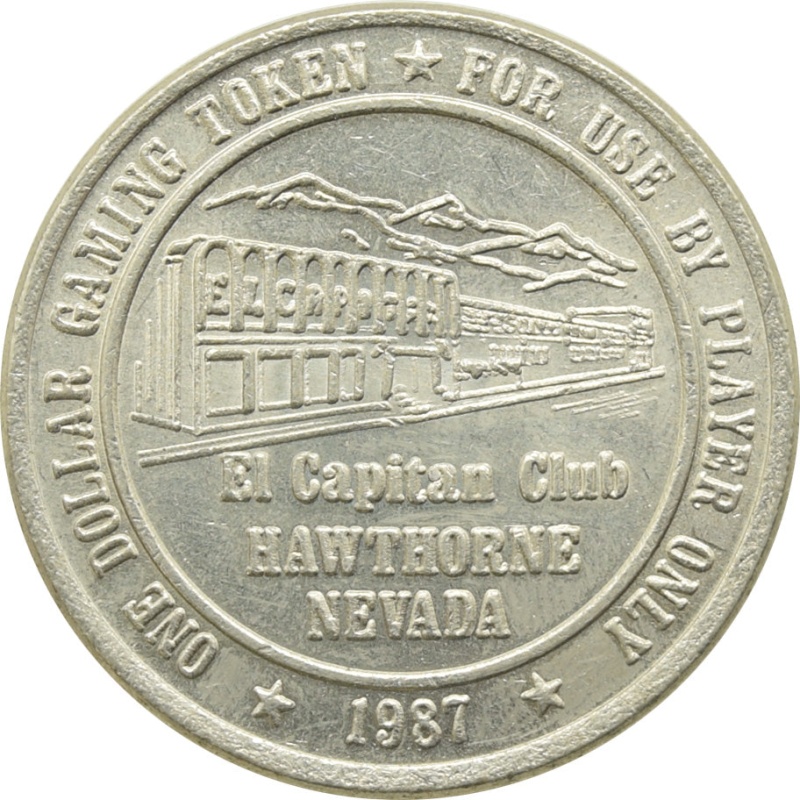 El Capitan Club Casino Hawthorne Nv $1 Token 1987
