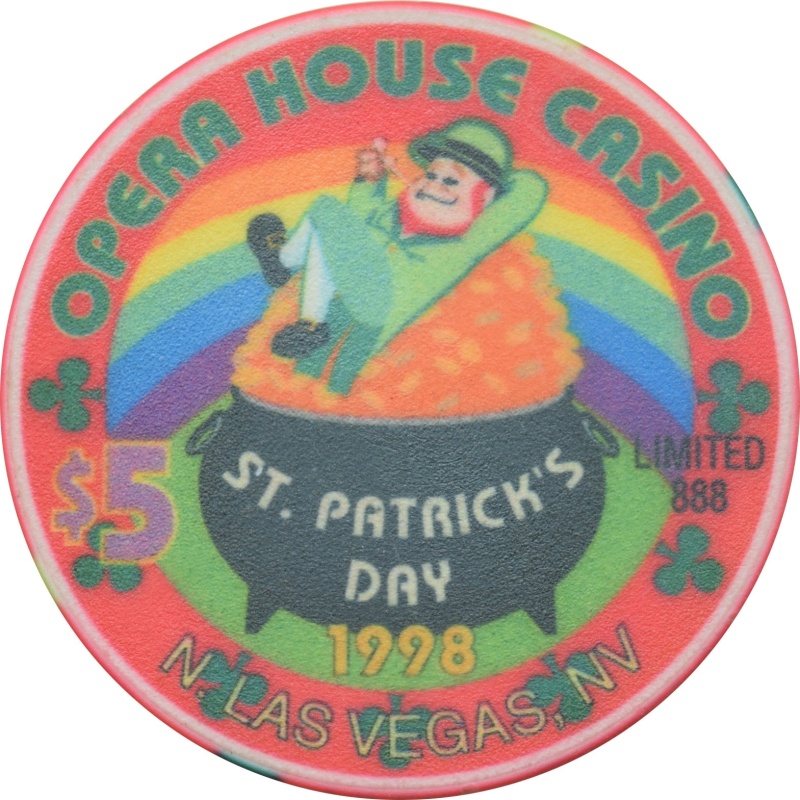 Opera House Casino N. Las Vegas Nevada $5 St. Patrick's Day Chip 1998