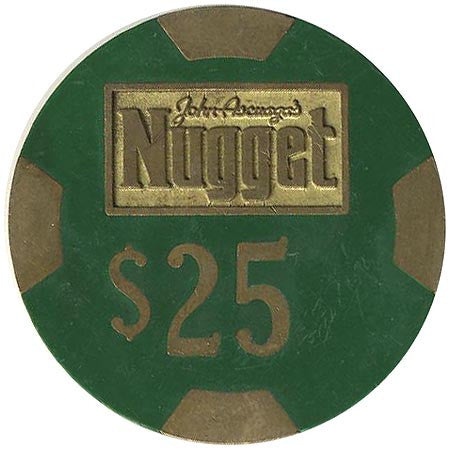 Nugget John Ascuaga Casino Sparks Nevada $25 Chip 1980s