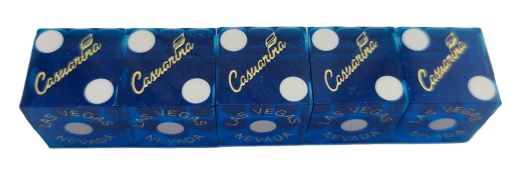 Casuarina Casino Stick Of 5 Blue Used Dice Las Vegas Nevada