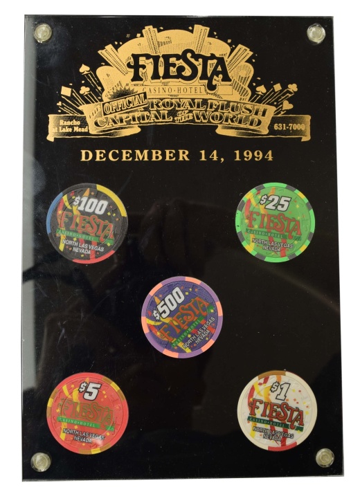 Fiesta Casino North Las Vegas Nevada Set Of 5 $1-$5-$25-$100-$500 Chip Set