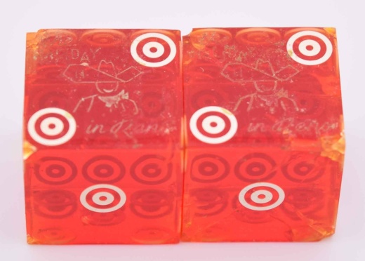 Holiday Casino Reno Nevada Pair Of Red Matching Logo Bullseye Dice