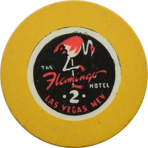 Flamingo Casino Las Vegas Roulette 2 Yellow Chip 1950