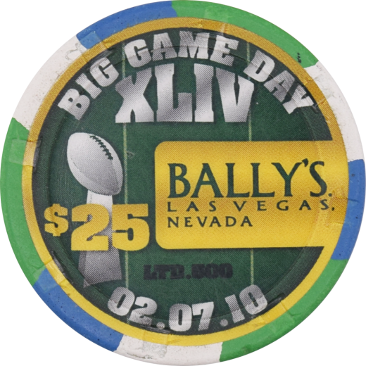 Bally's Casino Las Vegas Nevada $25 Big Game Day Xliv Chip 2010