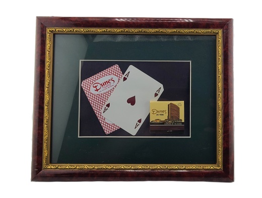 Vintage Casino 8 X 10 Frame Dunes Las Vegas Nevada Matchbook And Card
