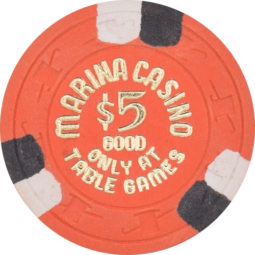 Marina Casino Las Vegas Nevada $5 Good Only At Table Games Chip 1980