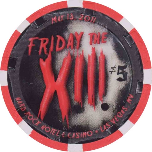 Hard Rock Casino Las Vegas Nevada $5 Friday The 13Th Chip 2011