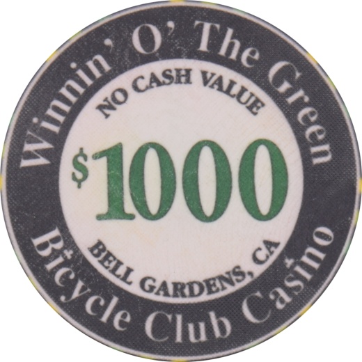 Bicycle Club Casino Bell Gardens California $1000 Ncv Chip (Winnin' O' The Green Tournament)