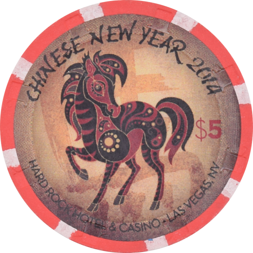 Hard Rock Casino Las Vegas Nevada $5 Year Of The Horse Chip 2014