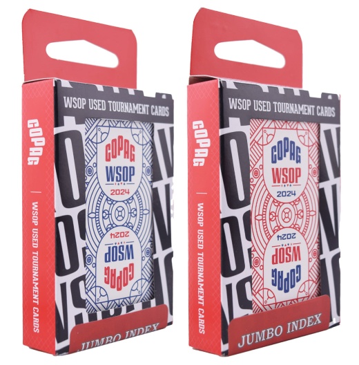 Copag Wsop 2024 Tournament Used 100% Plastic Playing Cards - Narrow Size (Bridge) Jumbo Index Blue/Red Double Deck Set