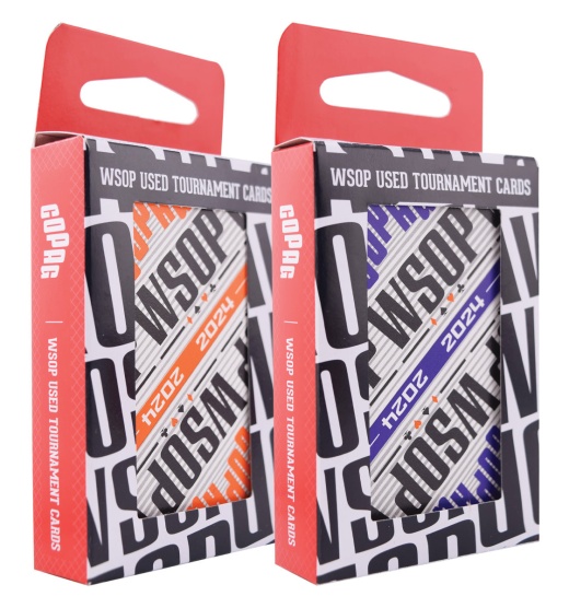 Copag Wsop 2024 Tournament Used Modern Design 100% Plastic Playing Cards - Narrow Size (Bridge) Regular Index Purple/Orange Double Deck Set