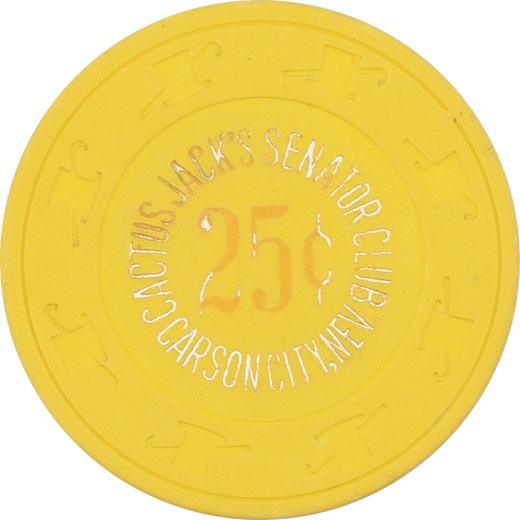 Cactus Jack's Senator Club Casino Carson City Nevada 25 Cent Chip 1980s