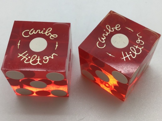 Caribe Hilton Nevada Red Dice Pair Puerto Rico Matching Numbers