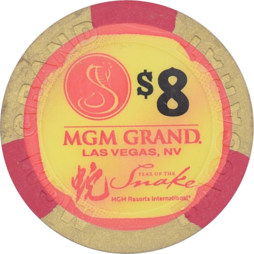 Mgm Grand Casino Las Vegas Nevada $8 Year Of The Snake 43Mm Chip 2013