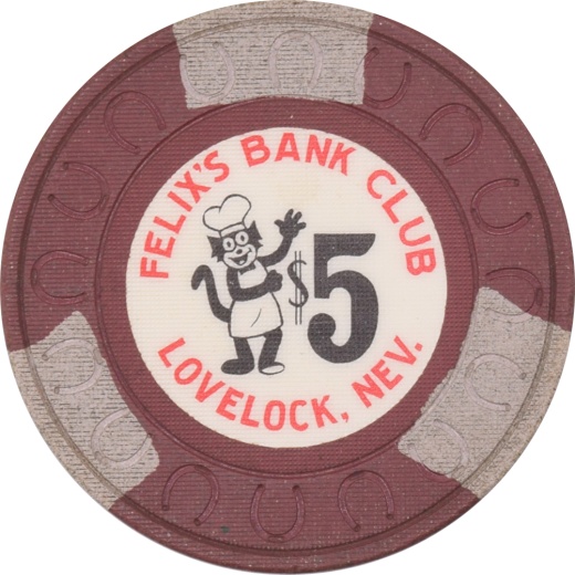 Felix's Bank Club Casino Lovelock Nevada $5 Chip 1962