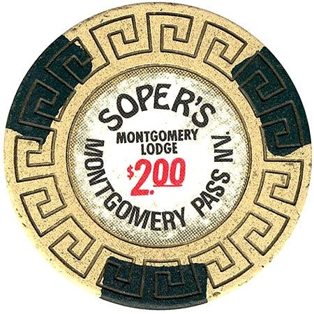 Montgomery Lodge Soper's Casino Montgomery Pass Nevada $2 Chip 1965