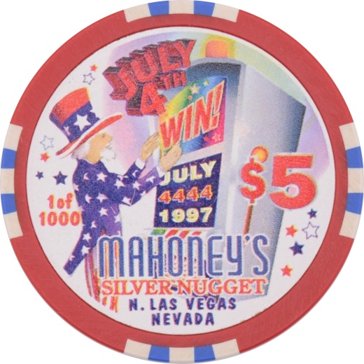Mahoney's Silver Nugget Casino N. Las Vegas Nevada $5 4Th Of July Chip 1997
