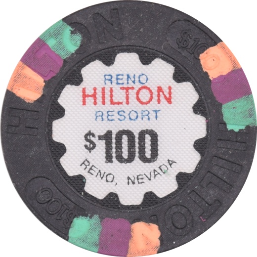 Hilton Resort Casino Reno Nevada $100 Chip 1992