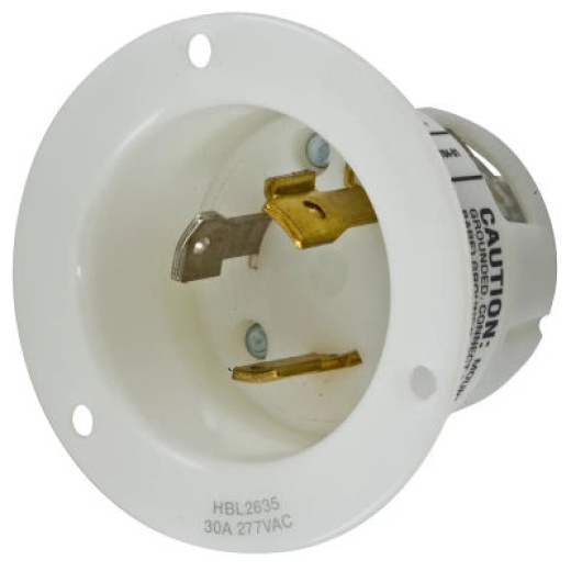 Hubbell HBL2635 AC Flanged Inlet NEMA L7-30 Male White