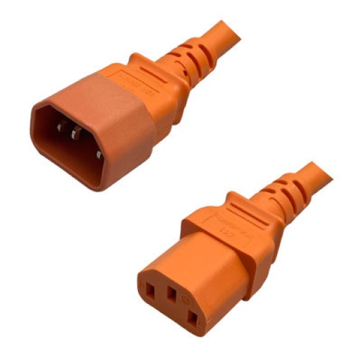 Iec320 C14 Male Plug To C13 Connector 1.2 Meters / 4 Feet 10A/250V 18/3 Sjt Orange - Power Cord