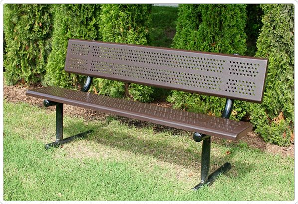 SportsPlay Standard Playground Bench with Back: 6', Beveled Perforated