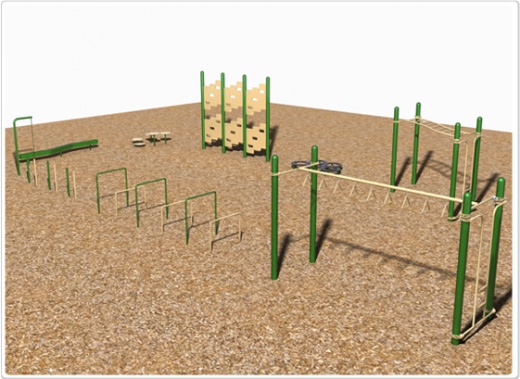 SportsPlay 9 Station Fitness Course: Galvanized - Playground Fitness Equipment