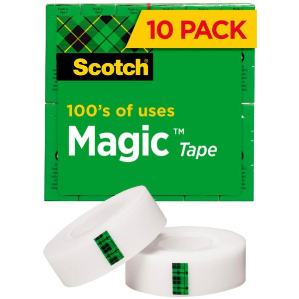 Scotch Magic Invisible Tape, 3/4 X 1000, Clear, Pack Of 10 Rolls