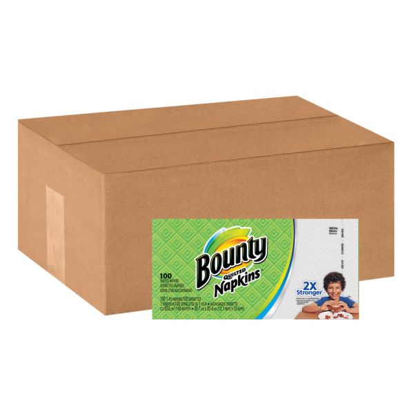 Bounty Everyday 1Ply Napkins, 121/8" X 12", White, 100 Napkins Per