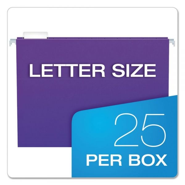 Pendaflex Colored Hanging Folders, Letter Size, 1/5-Cut Tabs, Violet, 25/Box