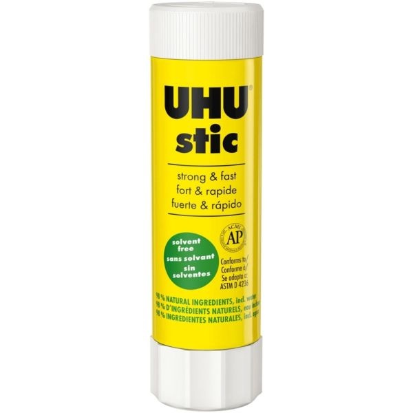 Saunders Uhu Stic Washable Glue Stick - 1.41 Oz - 12 / Box - White