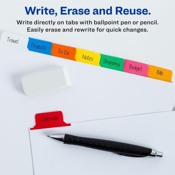 Avery Write & Erase Big Tab Paper Dividers, 8-Tab, Multi-Color Tab, Letter, 1 Set