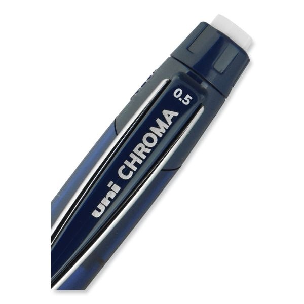 Uniball Chroma Mechanical Pencil, 0.7 Mm, Hb (#2), Black Lead, Cobalt Barrel, Dozen