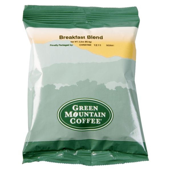 Green Mountain Ground Coffee Fraction Packs, Breakfast Blend, Light Roast, 2.2 Oz, 100 Fraction Packs