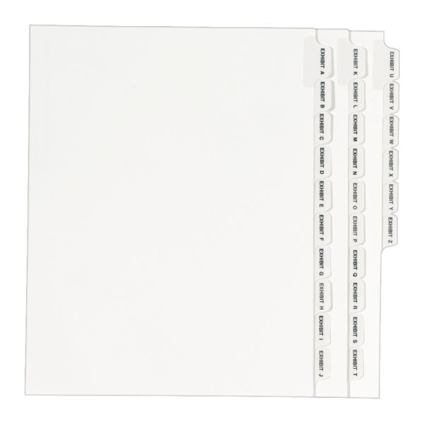 Avery 30% Recycled Preprinted Laminated Tab Dividers, 8 1/2" X 11", White Dividers/White Tabs, A-Z, Pack Of 25