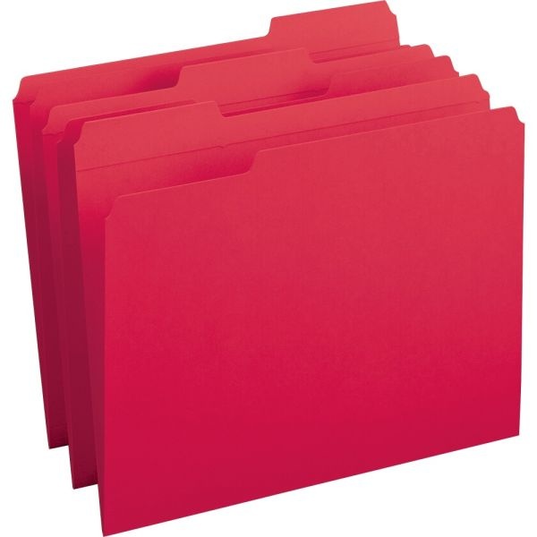 Smead Color File Folders, With Reinforced Tabs, Letter Size, 1/3 Cut, Red, Box Of 100