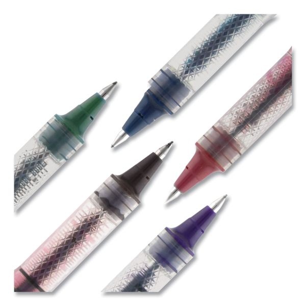 Uniball Vision Elite Blx Series Hybrid Gel Pen, Stick, Extra-Fine 0.5 Mm, Blue-Infused Black Ink, Gray/Blue/Clear Barrel