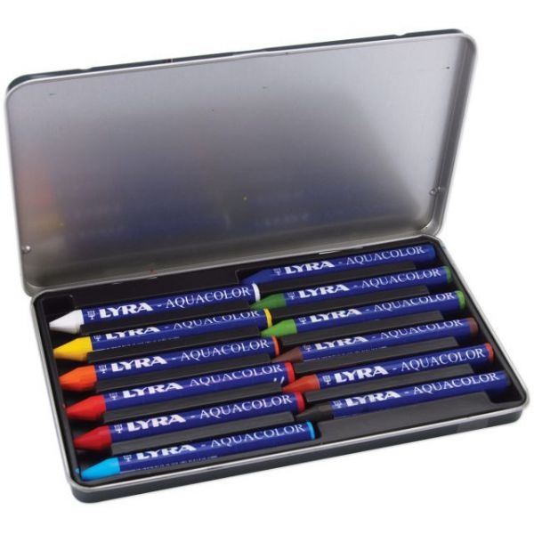 Lyra Aquacolor Water-Soluble Crayons 12/Pkg